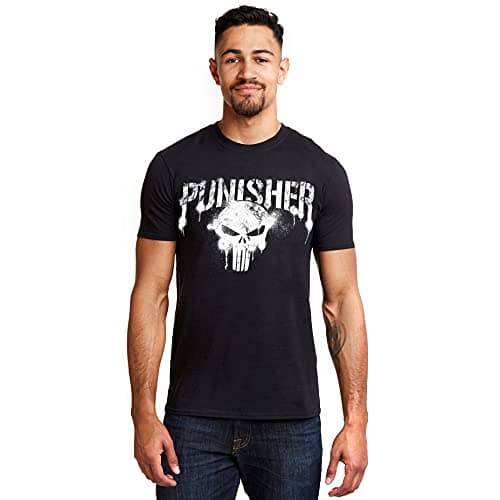 Image of Marvel Men's Punisher Text T Shirt, Black, M UK