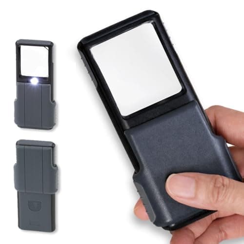 Image of Carson MiniBrite 5x Pocket Magnifying Glass with LED Light and Sliding case, Black (PO-55)
