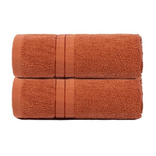 Image of Brentfords 2 Pack Hand Towels for Bathroom, Ultra Soft 100% Cotton Highly Absorbent Hand Towel Quick Dry Hotel Spa Quality Small Towels Household Essential, 50x80cm - Burnt Orange