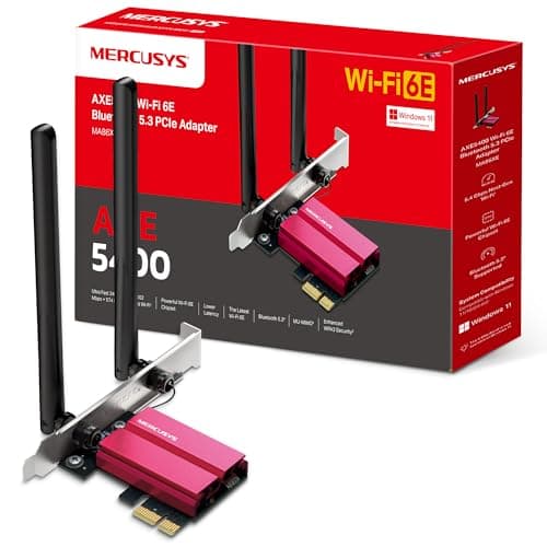 Image of Mercusys MA86XE WiFi Card, PCIe WiFi Card, WiFi 6E AXE5400 Tri-Band, Two Antennas Bluetooth 5.2, OFDMA, MU-MIMO,Low Latency, WiFi 6E Chipset, Latest WPA3, Supports Windows 10/11(64bit)