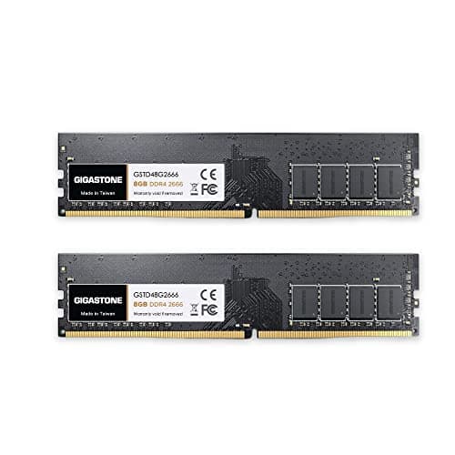 Image of 【DDR4 RAM】GIGASTONE 16GB Kit (2x8GB) DDR4 2666MHz (2400MHz or 2133MHz) PC4-21300 (PC4-19200/17000) CL19 1.2V UDIMM 288 Pin Unbuffered Non ECC High Performance PC Desktop Memory Upgrade