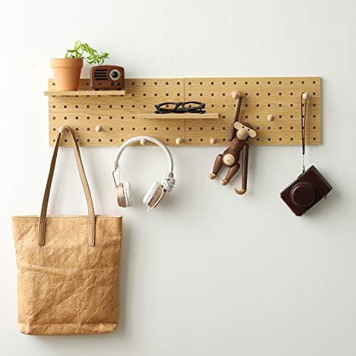 Image of XAOMLP Wooden Pegboard Modular Display Organization Storage Wall Hooks Shelf(Color:Oak)