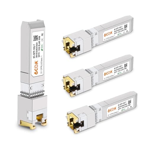 Image of 6COMGIGA 4 Pack 10GBase-T SFP+ Transceiver, SFP+ RJ45 Copper Module for Cisco SFP-10G-T-S, Ubiquiti UF-RJ45-10G, Netgear, D-Link, Supermicro, TP-Link, up to 30m