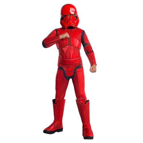 Image of Rubies Official Disney Star Wars Ep 9, Red Stormtrooper Deluxe Costume, Childs Size Medium Age 6-8 Years, Mulitcolour Halloween