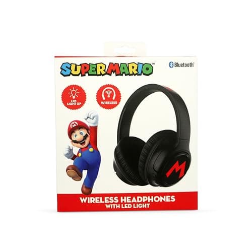Image of OTL Technologies SM1255 Super Mario LED Light Up Foldable Wireless Headphones Black