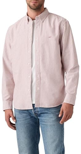 Image of Levi's Men's Authentic Button Down Shirt, Waylon Stripe Russet, S