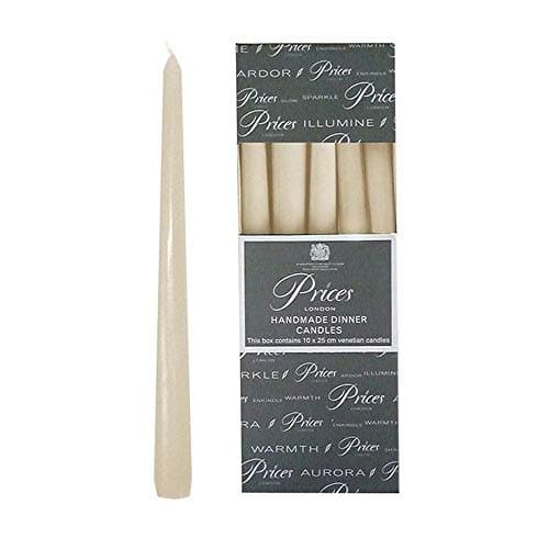Image of Price's Candles - 10" Venetian Wrapped Dinner Candles - Ivory - 10 Pack - 7 Hour Burn Time - Unscented - Non-Drip - Solid Colour - Multi-Purpose