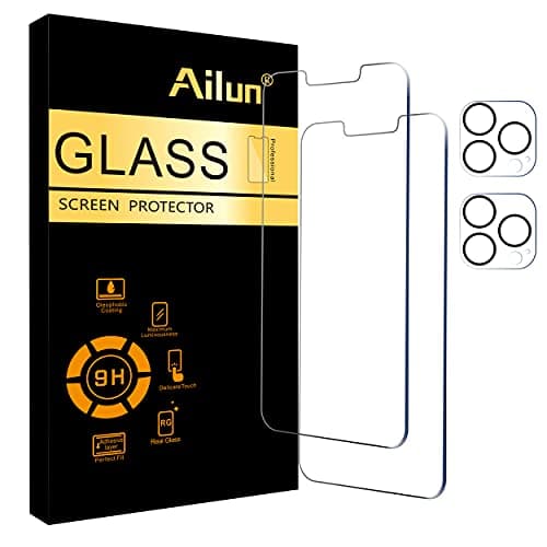 Image of Ailun 2 Pack Screen Protector for iPhone 13 Pro Max [6.7 inch] Display 2021 with 2 Pack Tempered Glass Camera Lens Protector,[9H Hardness]-HD Case Friendly