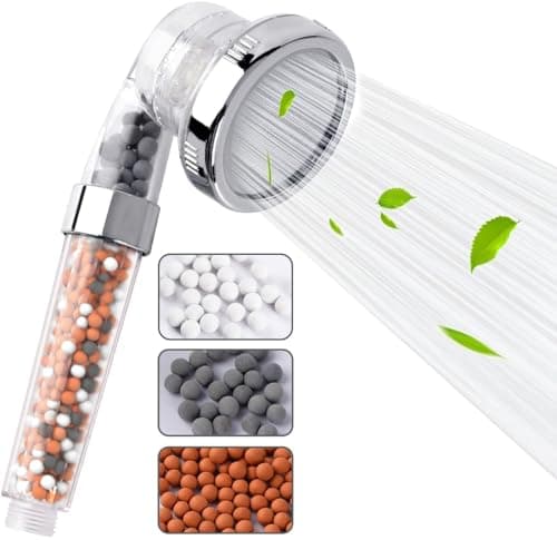 Image of VEHHE Filter Shower Head, Upgraded High Pressure Shower Heads with Beads 3 Modes Boosting, Universal Hard Water Softener Shower Head with Extra Replaceable Accessories for Adult Children Pet Home Use