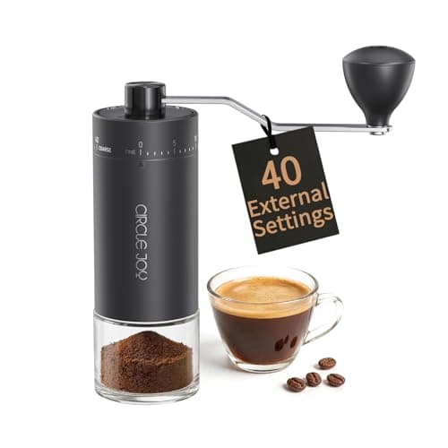 Image of CIRCLE JOY Manual Coffee Grinder with 40 Adjustable Settings, High Precision Hand Crank Coffee Bean Grinder for Aeropress, Espresso, Portable Conical Burr Coffee Grinder for Camping, Travel, Black