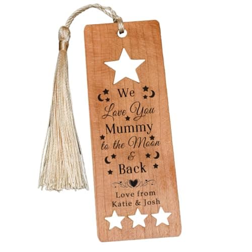 Image of Personalised Engraved Wooden Bookmark - I Love You to The Moon and Back - Mum Grandma
