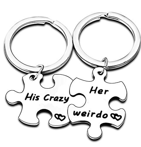 Image of His and Hers Keyrings Gift for Couples - Husband, Wife, Girlfriend, Boyfriend - Weirdo and Crazy Matching Keychains Jewelry Set for Men and Women