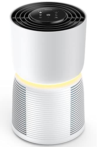 Image of Homvana Air Purifier for Home Bedroom, H13 True HEPA 6-Stage Filtration, Light Adaptive Auto Mode Air cleaner, 22dB Sleep Mode, for Pets, Allergies, Smoke, Dust, Mold, Pollen, Ozone Free