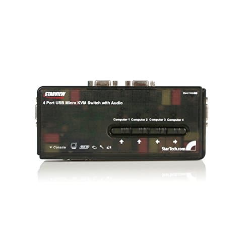 Image of StarTech.com 4 Port Black USB KVM Switch Kit with Cables and Audio - desktop KVM Switch - VGA KVM Switch - USB KVM Switch 4 Port (SV411KUSB)