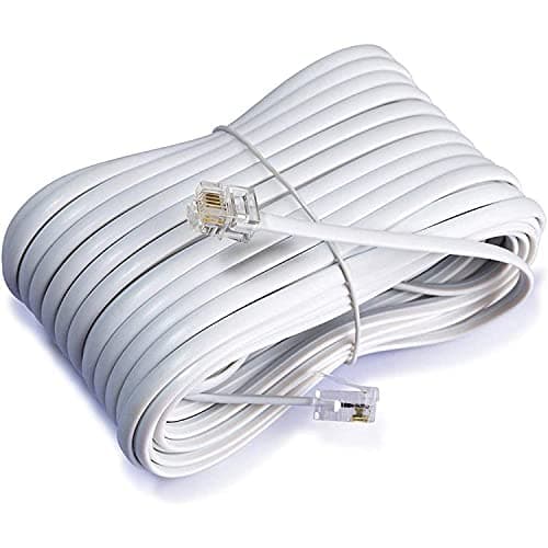 Image of JAFSAL ONLINE RJ11 Cable ADSL Extension Lead Phone Cord Telephone Male to Male High-Speed Broadband Landline Microfilter Wire, 20m White