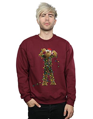 Image of Star Wars Men's Chewbacca Christmas Lights Sweatshirt Large Burgundy
