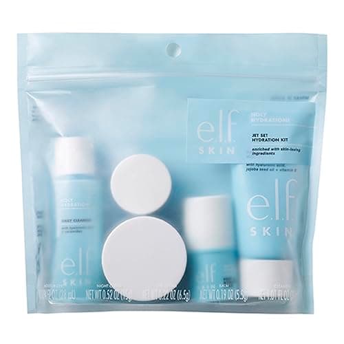 Image of e.l.f. SKIN Jet Set Hydration Kit, Travel Friendly Hydrating Skincare Set, Face Cleanser, Balm, Moisturiser, Eye Cream and Night Cream, Vegan and Cruelty-Free