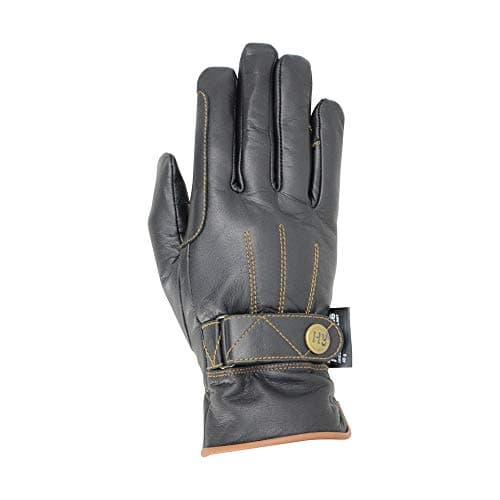 Image of Hy5 Thinsulate Leather Winter Equestrian Horse Riding Gloves (Black, Small)