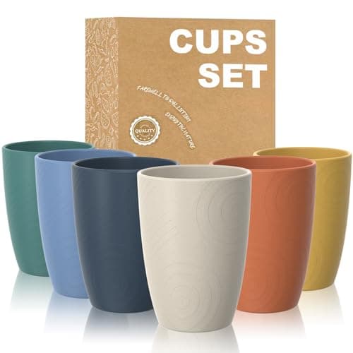 Image of Wrova Reusable Plastic Cups | Set of 6 | Unbreakable Drinking Glasses 350ML Cup Sets Dishwasher and Microwave Safe Tumbler Lightweight Plastic Cup for Kitchen & Outdoor - Multicolors