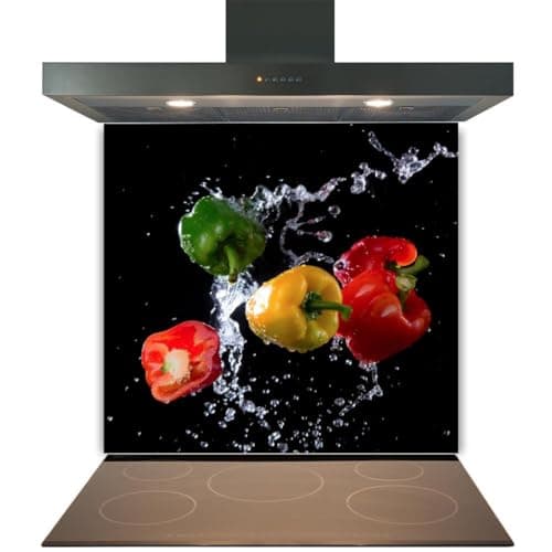 Image of Glass Splashback for Kitchen Toughened Heat Resistant Cooker Tile - Design 2034-60cm (w) x 50cm (h) - Screw Fixing