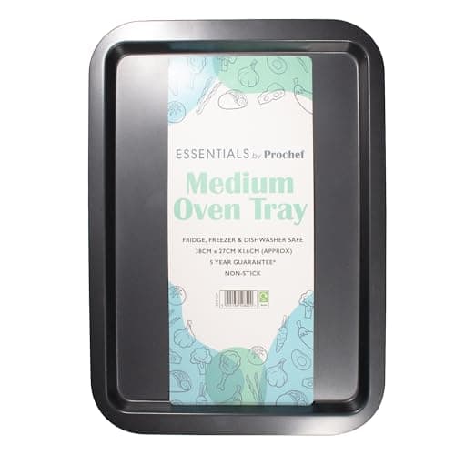 Image of Prochef Essentials Medium Oven Tray, Non Stick, Easy Clean, 38cm x 27cm x 2cm, White