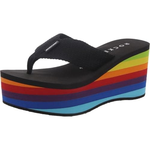 Image of Rocket Dog Women's Crush Heeled Sandal, Rainbow Black, 8 UK
