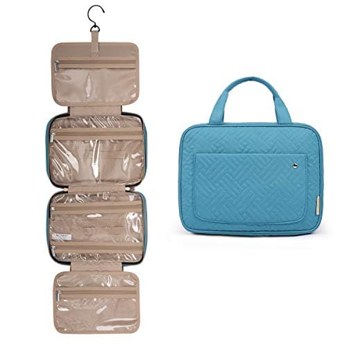 Image of BAGSMART Hanging Toiletry Bag Travel Large Wash Bag Womens Cosmetic Bag Holidays Travel Organiser for Full Sized Container, Essentials, Large-Lake Blue