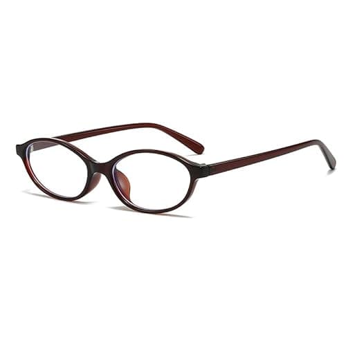 Image of Long Keeper Oval Blue Light Blocking Glasses Women Men Small Cat Eye Glasses Y2K Clear Lens Blue Light Computer Gaming Glasses (Deep Brown Clear)