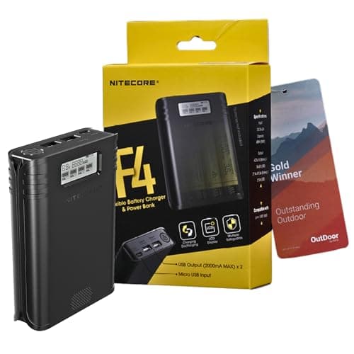 Image of F4 Charger for NITECORE - 4-Bay Manual and Intelligent Charger, Overcharge and Discharge and Reverse Polarity Protection, Stops Charging Automatically, Quick Charging, No Nicotine