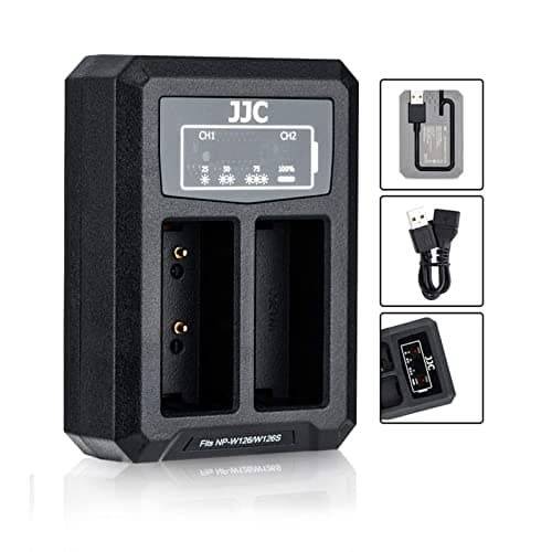 Image of NP-W126 USB Dual Battery Charger for Fujifilm X100V, X-PRO3, X-PRO2, X-T3, X-T2, X-T1, X-T30, X-T20, X-T10, X-T200, X-T100, X-A7, HS50EXR, HS33EXR Digital Camera Chargers for Fuji NP-W126 S Battery