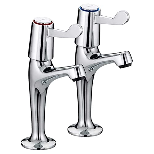 Image of Bristan VAL HNK C CD Value Lever High Neck Pillar Kitchen Sink Taps with 3" (76mm) Levers, Chrome
