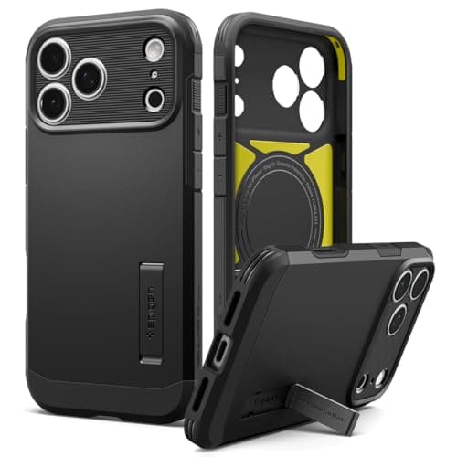 Image of Spigen Tough Armor T MagFit Case with Stand for iPhone 17 Pro Max, MagSafe Compatible Phone Cover [Built-in Kickstand] [Military-Grade Drop Protection] - Black