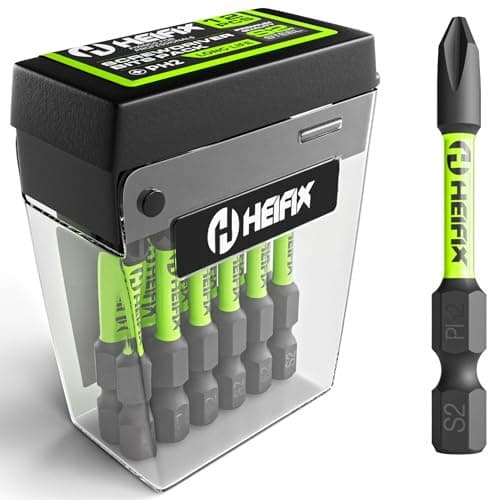 Image of Heifix 12 x 50mm PH2 Heifix Impact Screwdriver Magnetised Drill Screw Bit Set PH2 Phillips TicTac Box