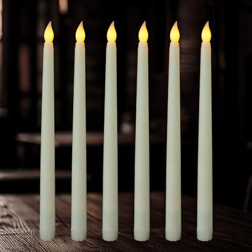 Image of Aihoom Flameless LED Candle Sticks, 6Pcs Led Taper Candles, Battery Operated, Realistic Flickering, Fake Candles for Home, Weddings, Parties, Valentine's Day Decor, Ivory (Without Remote Control)