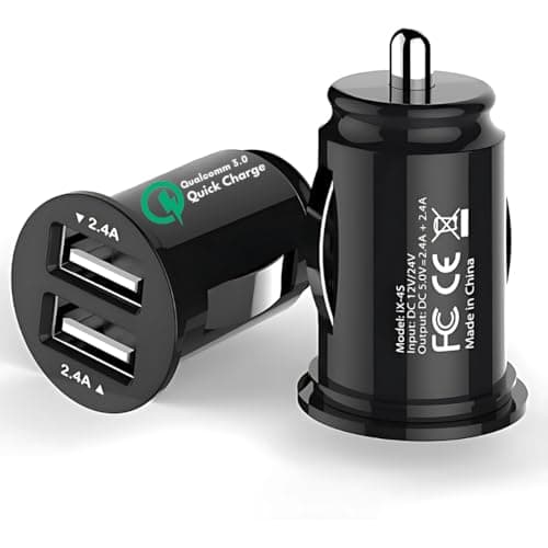 Image of 12V/24V Cigarette Lighter USB Charger 2 Ports Fast Charge - Flush Fit Mini Multi Socket Car Charging Plug for iPhone 16 & Compatible with Samsung S24 & Android Devices.