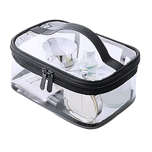Image of kuou Clear Make up Bag, Gift Cosmetic Bag Portable Waterproof PVC Travel Bag Brushes Organizer for Men and Women Travel Business Bathroom(Black)