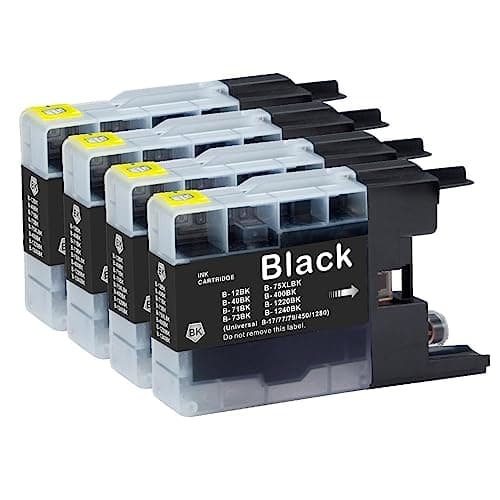 Image of Go Inks 4 Black Ink Cartridges to replace Brother LC1240Bk Compatible/non-OEM for Brother DCP and MFC Printers, Standard Capacity