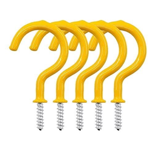 Image of 20PCS Cup Hook Metal Ceiling Hooks Multipurpose Vinyl Coated Screw-in Wall Hooks for Hanging Plants, Cups,Kitchen Hooks, Utensils, Lights and Stuff Great for Indoor & Outdoor Use (Yellow, 19mm)