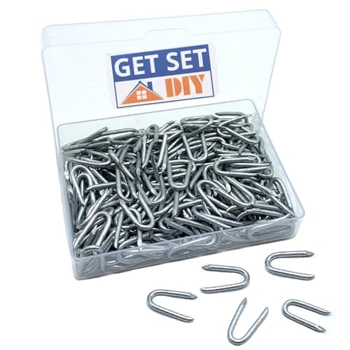 Image of Galvanised U Nails Netting Staples 200g (Approx 195pcs) 20mm - Fence Staples for Chicken Wire, Mesh Fencing, Garden Mesh and More in a Handy Plastic Case
