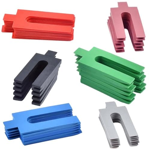 Image of 100pc Assorted Plastic Packers – 6 Sizes (1mm-6mm) for Spacing, Leveling & DIY Construction – Durable & Precision Shim Set for Tiling, Flooring & Carpentry