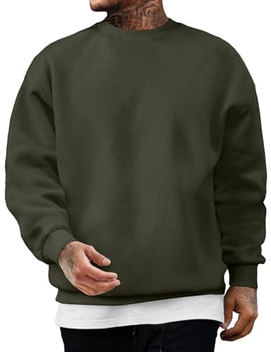 Image of JMIERR Mens Sweashirts Cotton Crew Neck Sweatshirt Casual Long Sleeves T Shirts Winter Pullover for Men,Green,S