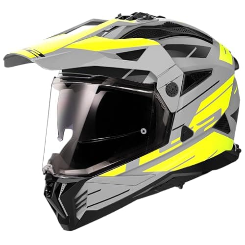 Image of LS2 Pioneer II Adventure Motorcycle Motocross Helmet - Namib - M.GREY H-V YELLOW - XL
