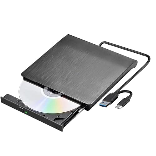 Image of External CD DVD Drive, Portable USB 3.0 Type-C DVD/CD RW Writer Burner for Laptop PC, Desktop, Mac, IOS, Windows 11/10/8/7 / XP/Vista/Linux