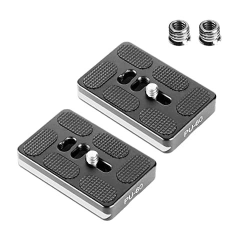 Image of Manbily Pack Of 2 Tripod Head Quick Release Plates for Ball Head, (60mm*38mm*10mm) Universal 1/4 Inch to 3/8 Inch Screw Tripod Adapter Mount Arca-Swiss QR Plate for DSLR Camera Monopod Head PU-60