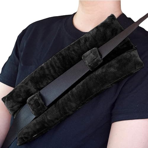 Image of HIULLEN Seat Belt Pillow for Mastectomy Post-Surgery, Heart Surgery Recovery Support Cushion Pad, Mastectomy Pillow, Soft Auto Seat Belt Cover, Gifts for Women Surgery Recovery (Black)