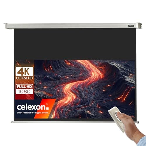 Image of celexon Professional Electric screen 70" | 160x90 cm 16:9 | Electric 4K, full HD projector screen for projections in the office & home cinema | for ceiling/wall mounting | with remote control