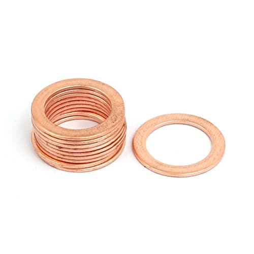 Image of Sourcingmap 10pcs 14mmx20mmx1mm Copper Flat Ring Sealing Crush Washer Gasket