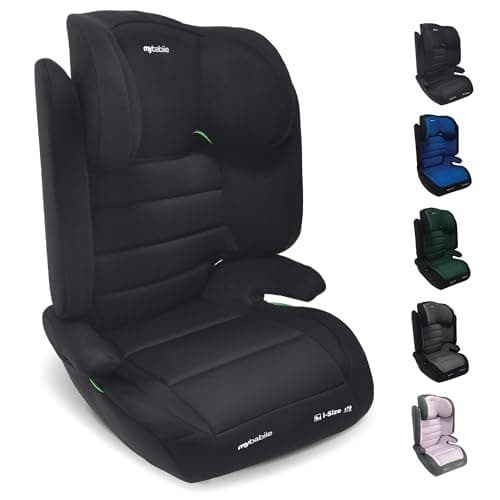 Image of My Babiie MBCSB30 Highback Booster Car Seat - 100-150cm (Approx. 4-12 Years, Group 2/3), i-Size R129, Adjustable Child High Back Seat, Padded, 8 Position Headrest - Black