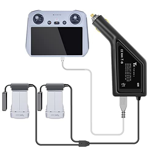 Image of LYONGTECK 3-in-1 Battery Car Charger for DJI Mini 3,Mini 4/3 Pro Drone,Charge 2 Batteries,12v Fast Charging Hub Accessories
