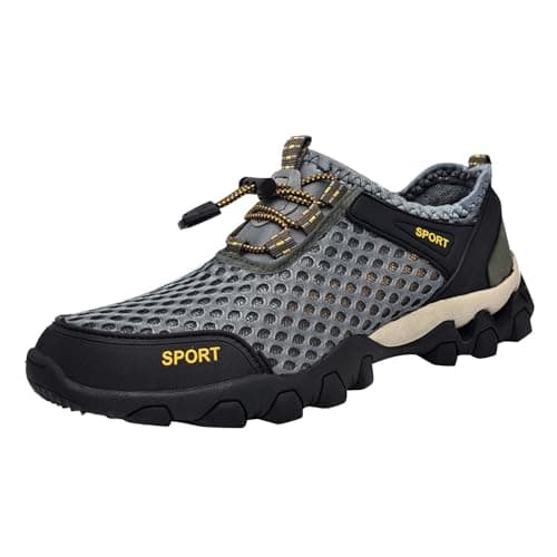 Image of Generisch Men's Summer Mesh Breathable Hiking Shoes Comfortable Hiking Shoes Outdoor Travel Shoes Fashion Casual Sports Shoes, gray, 11 UK